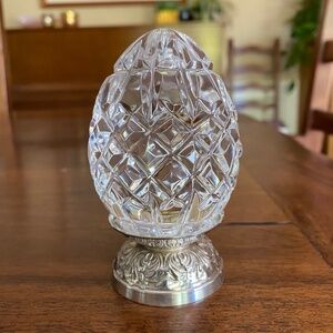 1992 Waterford annual crystal egg with silver plate base